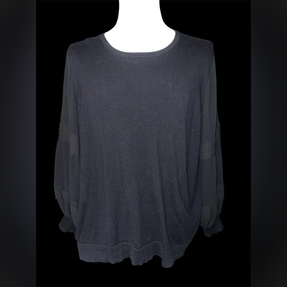 CeCe Women's Elegant Classy Black Pullover Sheer Sleeves 2X